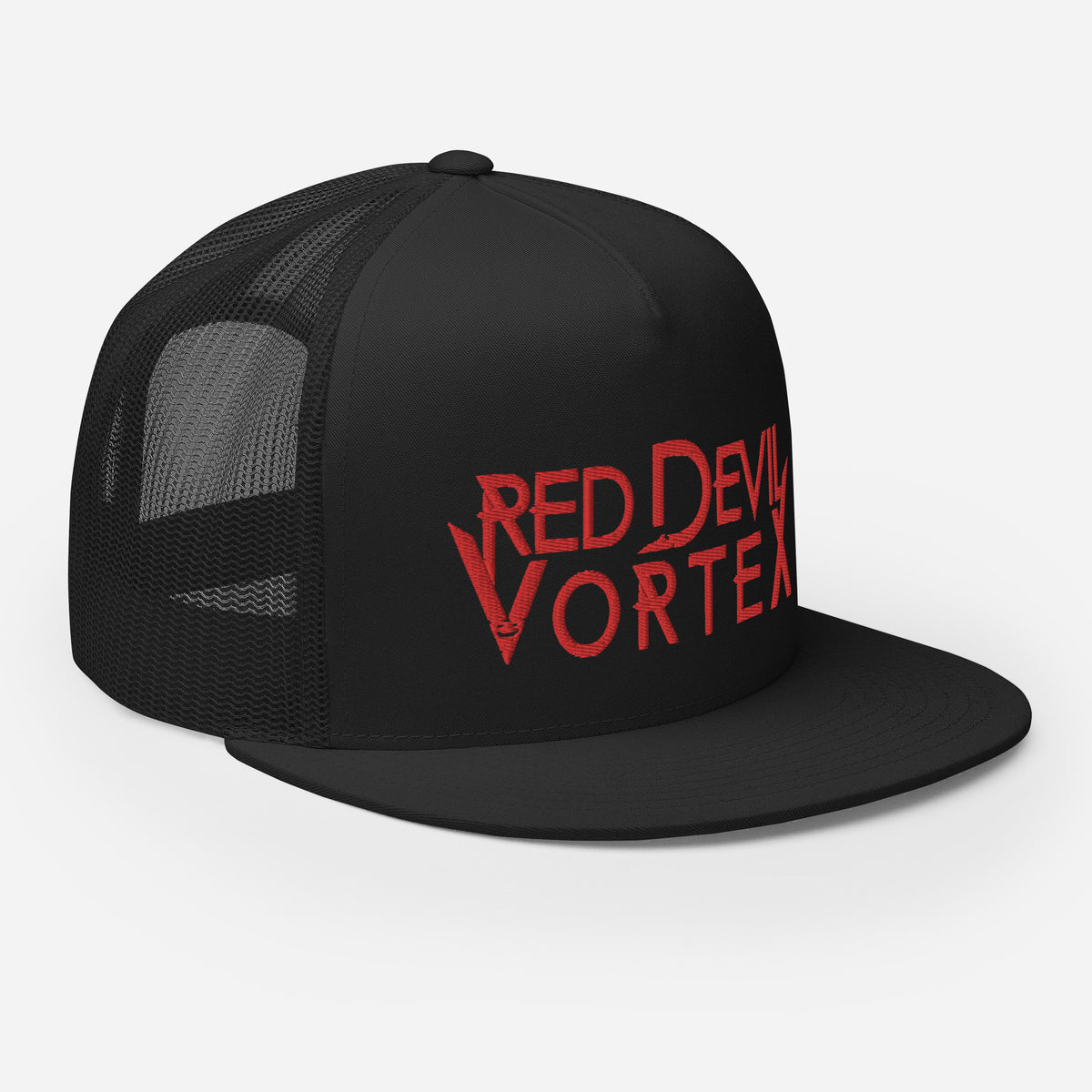 Red Devil Vortex Logo Trucker Hat